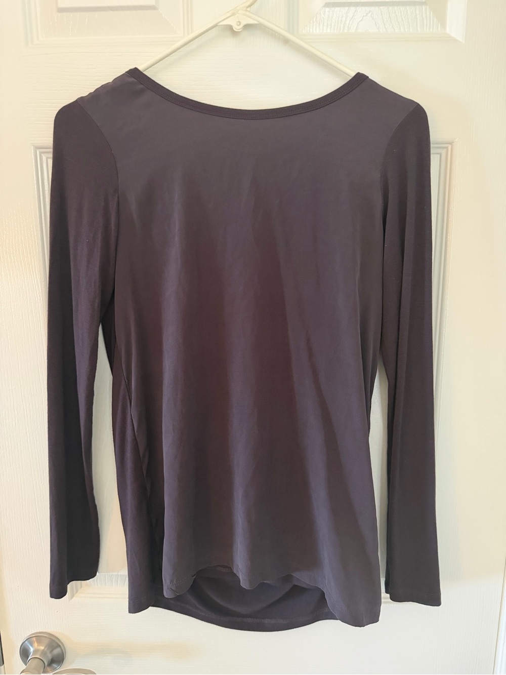 Theory Long Sleeve Silk/Modal Blend Dark Plum Draped Back Top Size P (0/XS)
